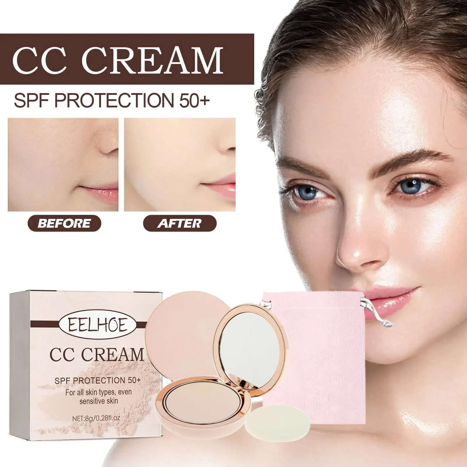 8g Eelhoe Powder Skin Protection Lightweight Breathable Durable Not Easy To Makeup Natural Concealing and Setting Face Powder