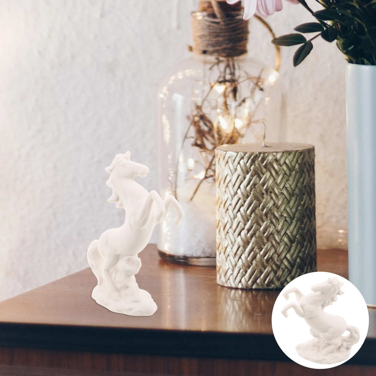 

White Ceramic Horse Statue Galloping Design for Desk Cabinet Decor Lucky Wealth Ornament Horse Lover Gift Idea 2026