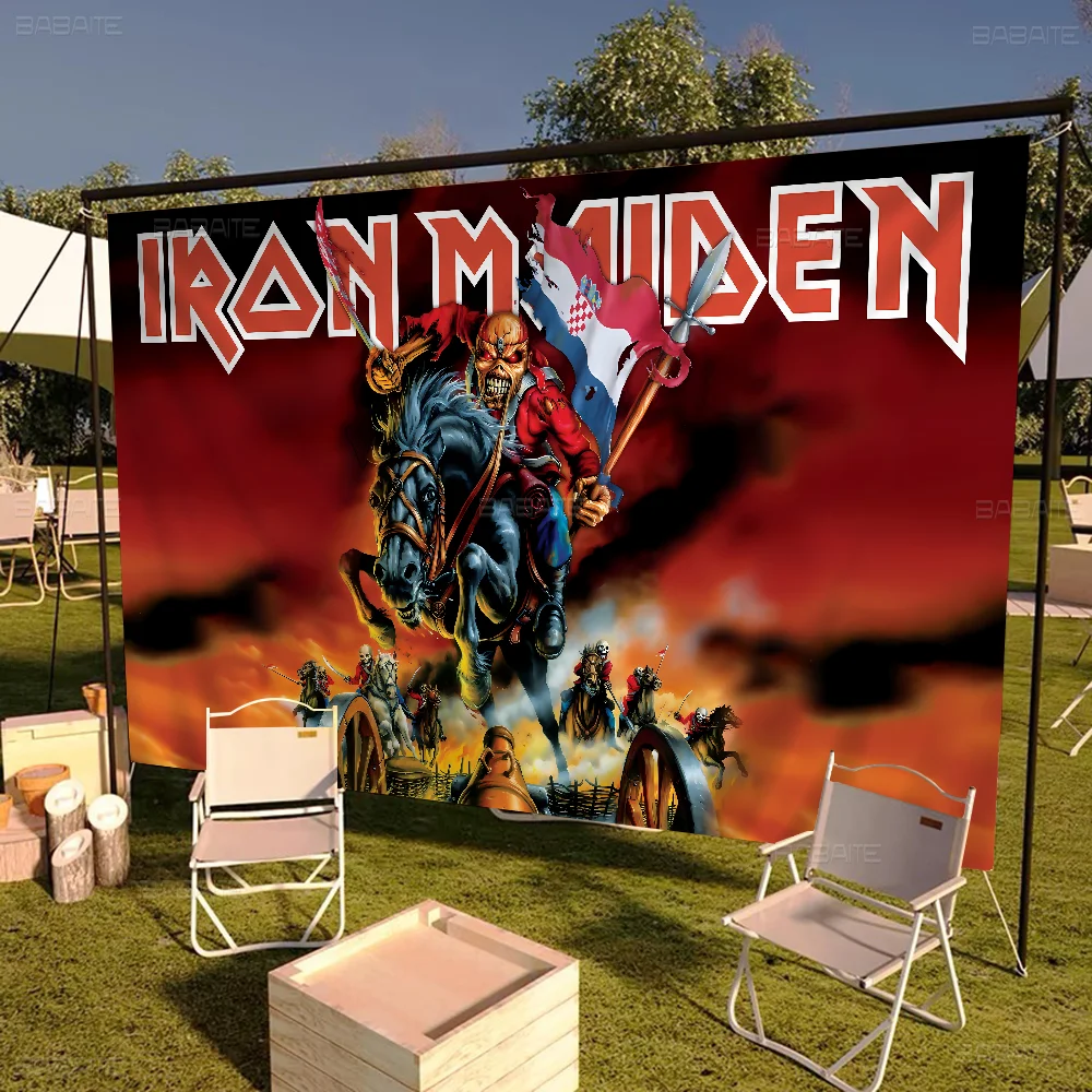 Band I-Iron M-Maiden Creative Pattern Hanging Flag Polyester Printed Banner Hand Pulled Flag