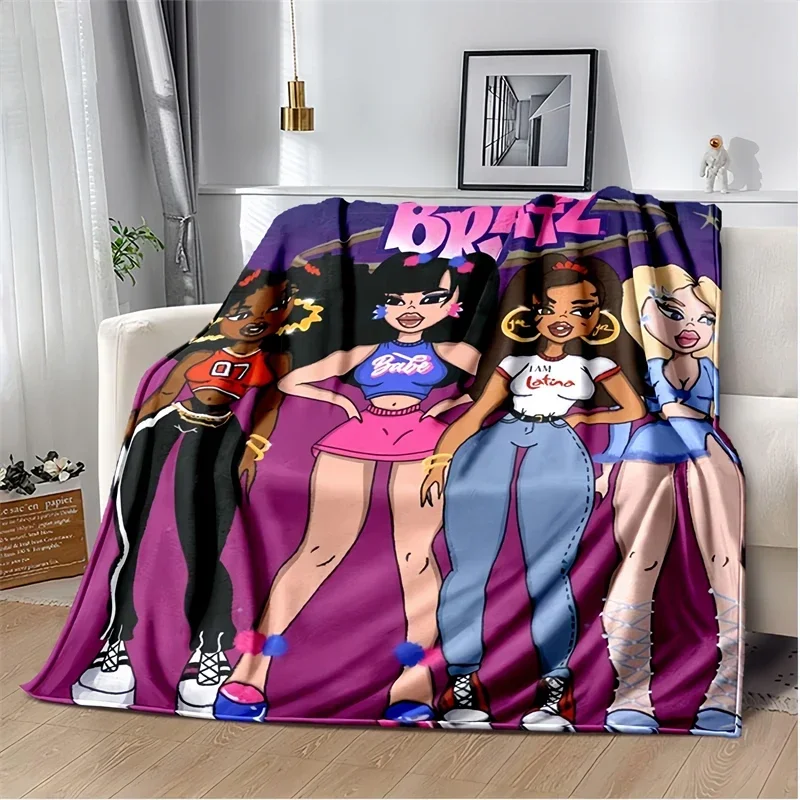 Bratz Cartoon Printed Blanket,Girl Boy Gift, Hip Hop Music Blankets for Sofa Bed Bedroom,Decke,Stragulum,Couverture,담요