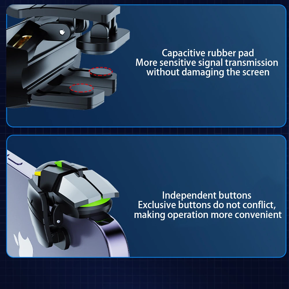 2Pcs 6 Finger Mobile Phone Game Trigger for PUBG Gamepad Joystick Phone Game Controller for Android IPhone Gamepad