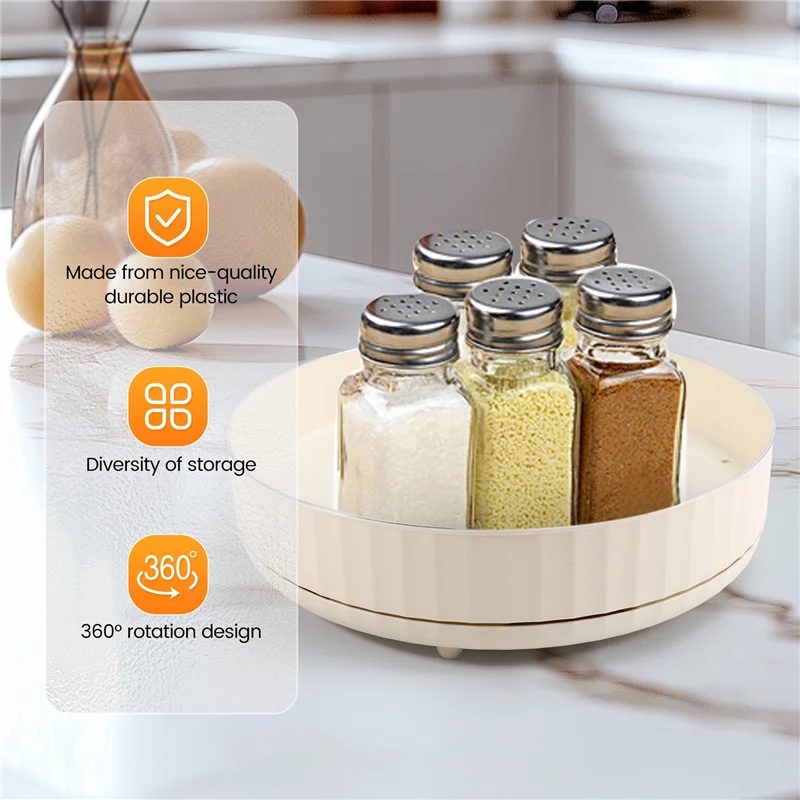 AT53 360° Rotating Spice Organizer Single Layer Spice Tray Round Rotating Spice Rack