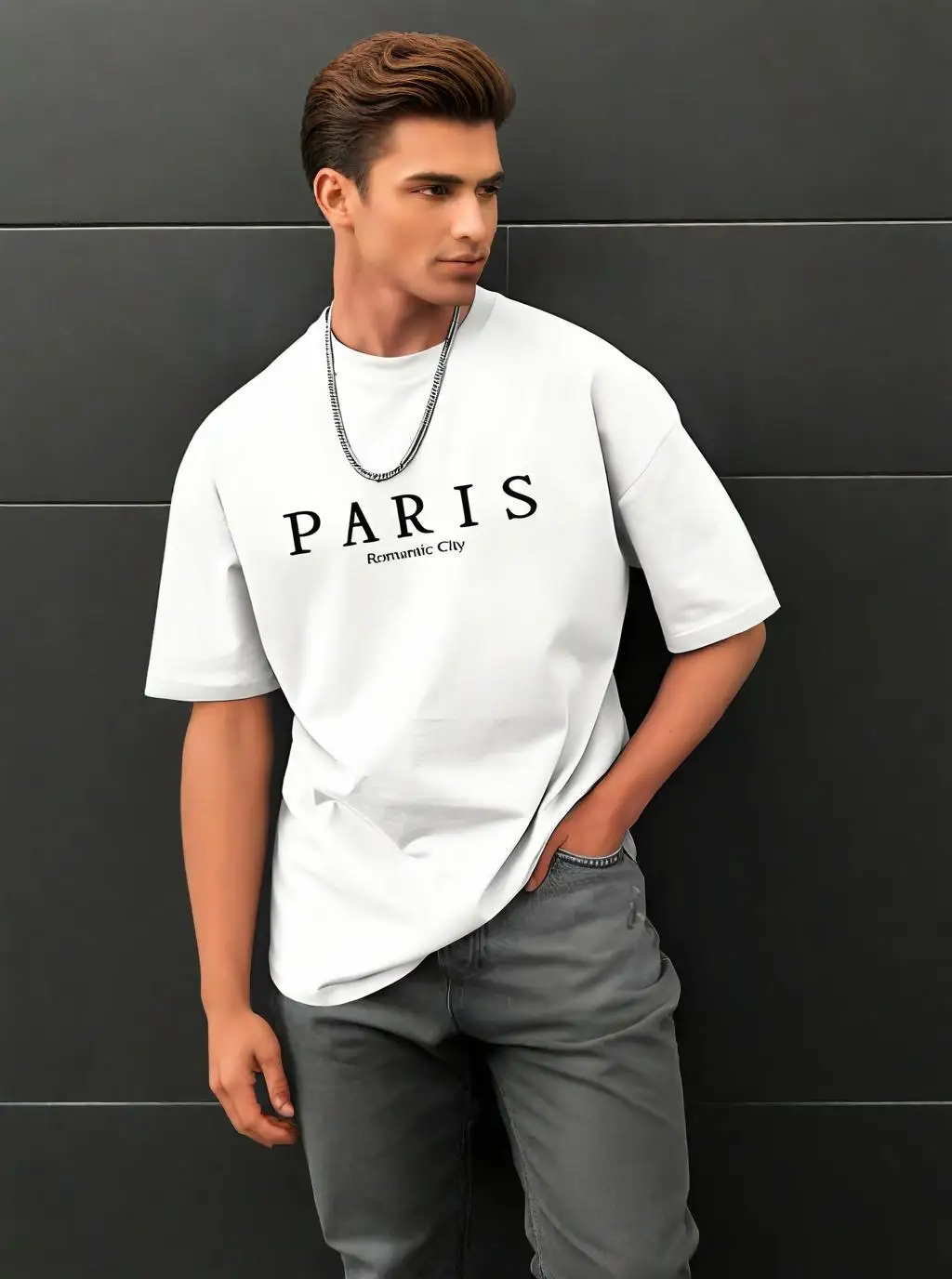 

Men's fashionable casual T-shirt, Paris print, summer outdoor leisure, daily sportswear, perfect gift choice