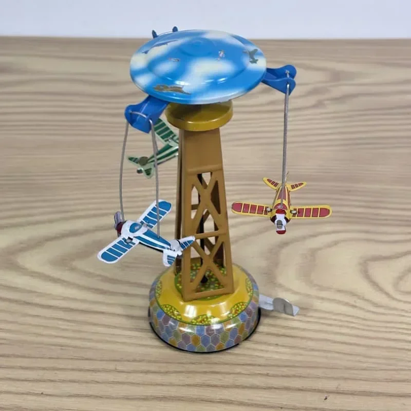 Collezione per adulti Giocattolo a carica retrò Barattolo di metallo Ruota i giocattoli aereo Figure meccaniche a orologeria modello regalo per bambini