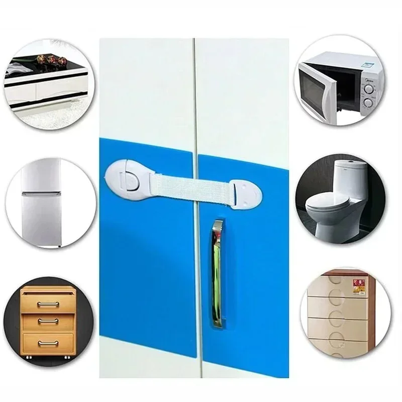 10pcs/Lot Drawer Door Cabinet Cupboard Toilet Safety Locks Baby Kids Safety Care Plastic Locks Straps Infant Baby Protection