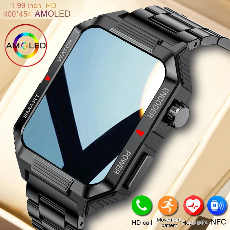 2024 nuevo reloj inteligente para hombres NFC pantalla cuadrada de 1,99 pulgadas 400*454 HD pantalla completa táctil salud deportes Bluetooth llamada Smartwatch