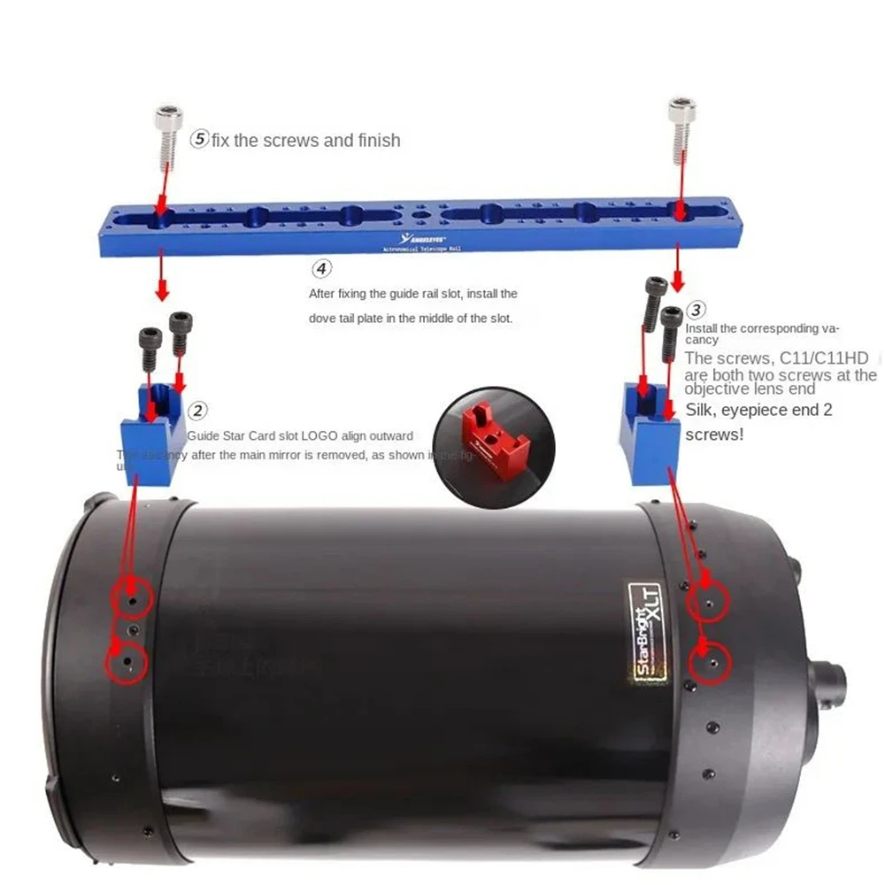 445mm Telescope Dovetail Guide Handle Set for Celestron C11/C11HD Dovetail Mounting Plate Rail Kit