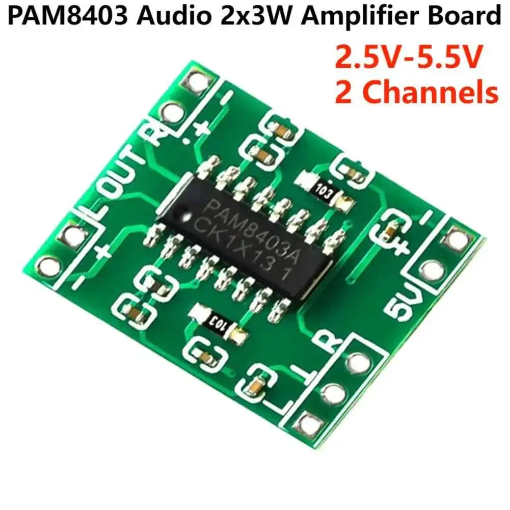 PAM8403 Mini Board 2X3w 2-Channels Stereo Digital Audio Amplifier Module For Arduino 2.5V-5.5V USB Power Supply