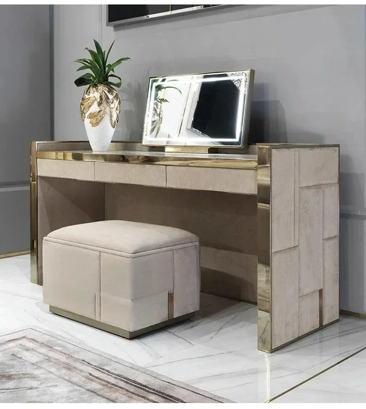 italy luxury customized square stool leather upholstered wood base footstool ottoman modern luxury design dressing room stool