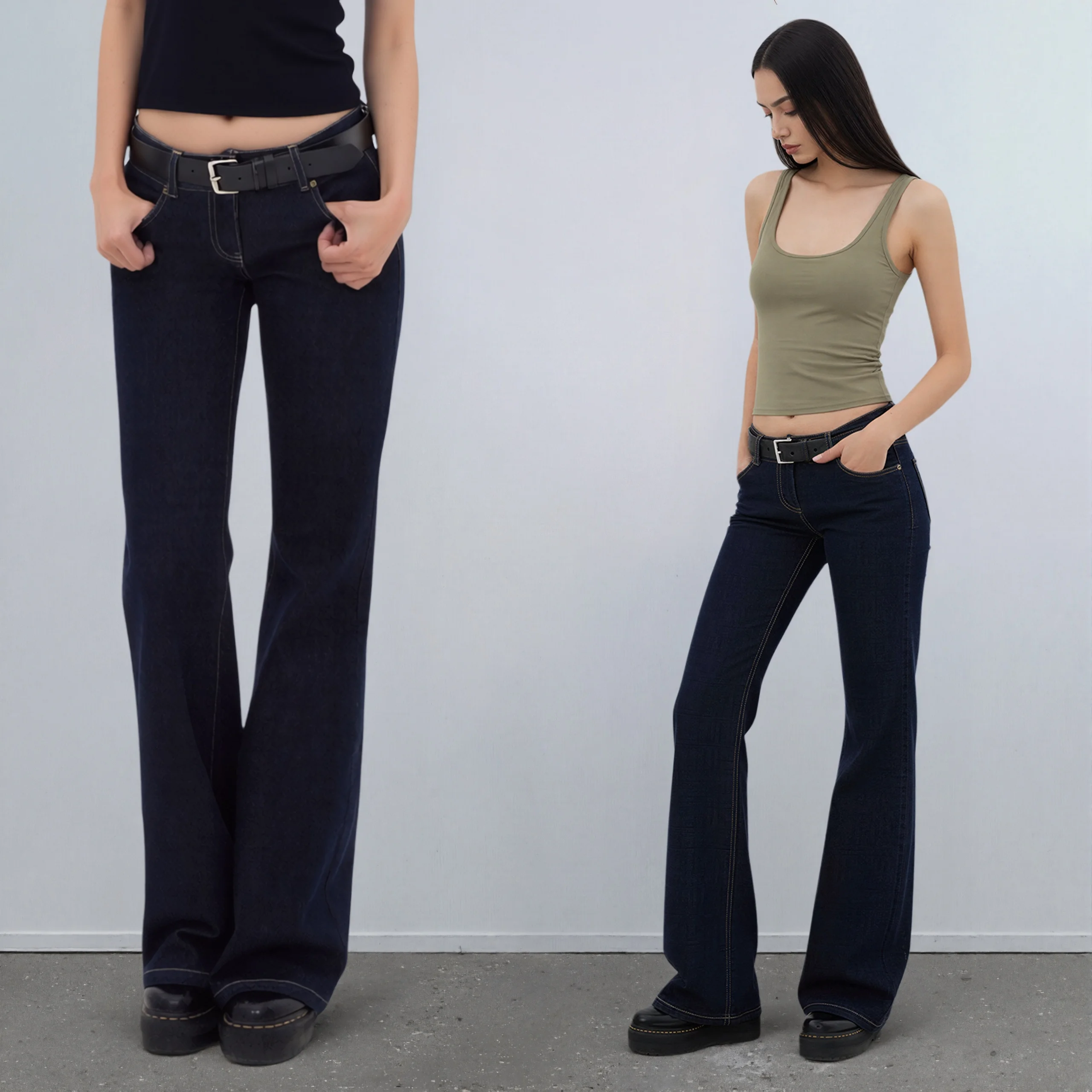 

C-GEM-американские ретро-джинсы с заниженной талией оригинального цвета, слегка расклешенные джинсы, эластичные облегающие джинсы с заниженной талией l