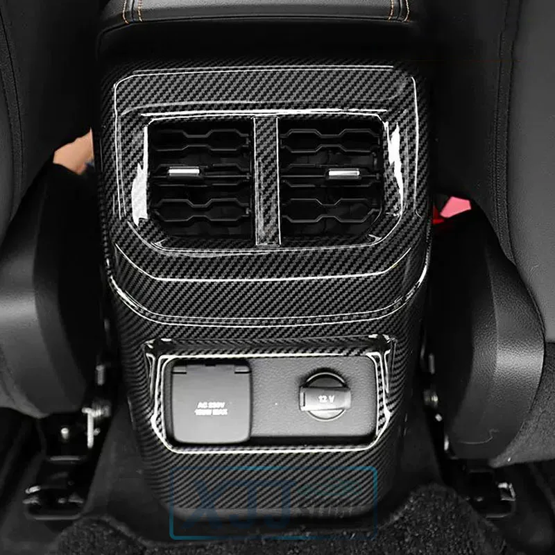 Ajuste para Ford Ranger T9 P703 2024, cubierta protectora de ventilación de salida de aire trasera de fibra de carbono, embellecedor de marco, accesorios interiores para coche