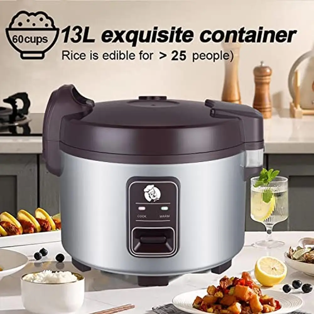 Commercial Rice Cooker 13L Large Capacity Auto Keep Warm 60 Cups One-Touch Operation 12h Insulation Restaurant Buffet Hotel