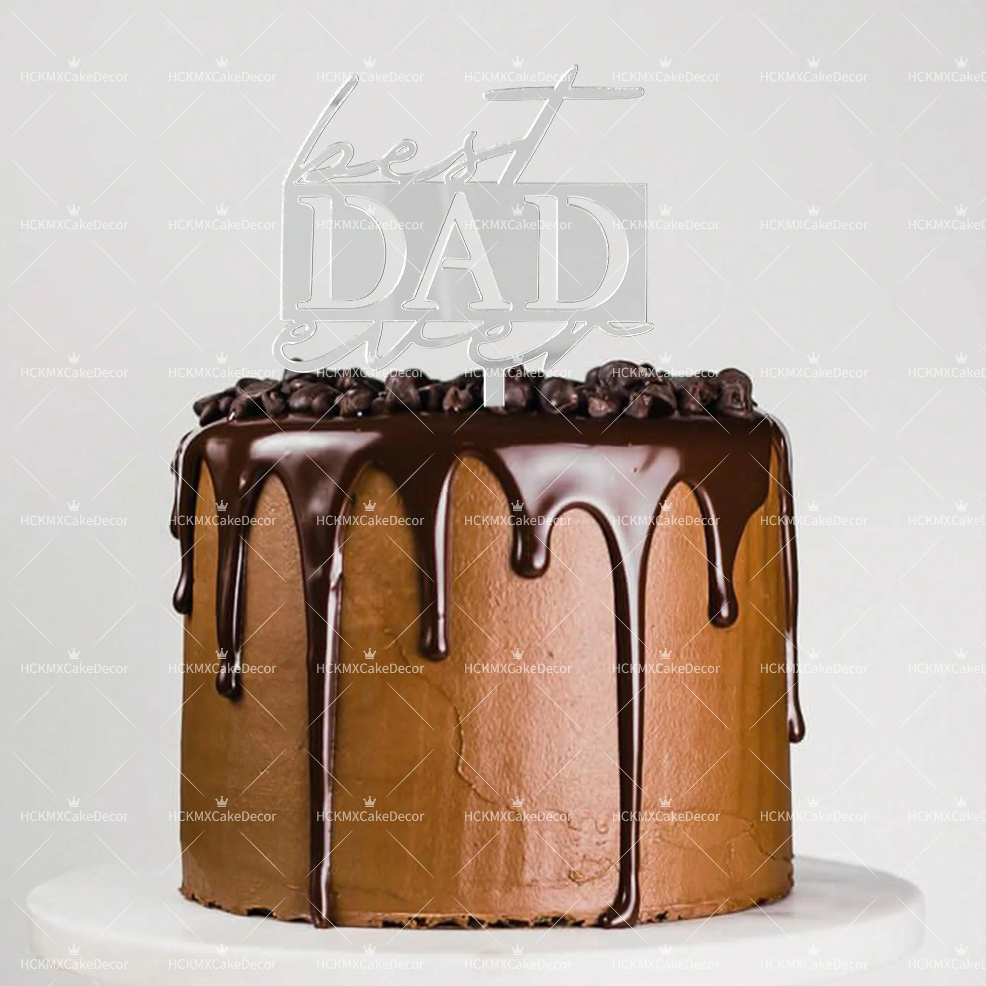3 Stück Tortenaufsatz „Bester Ehemann & Vater“ aus goldfarbenem Acryl, Hochzeitstag, Party, Kuchendekoration für den Vater – Detail 4