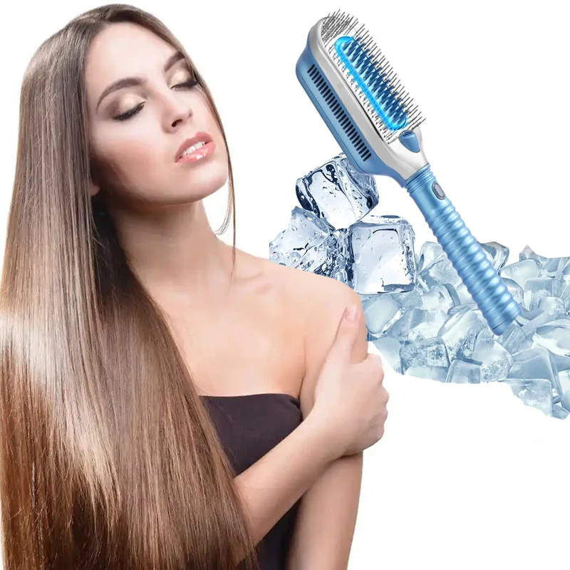 Dual Voltage Professional Multifunction Cool Wind Drying Hair Brush Negative Anion Blue Ray Frozen Hair Straightening Comb