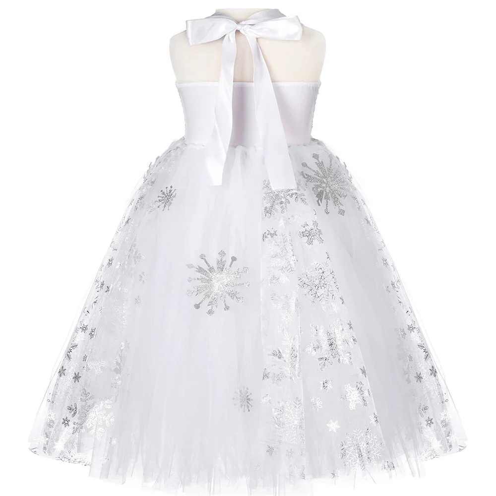 Girls Elsa Dress Tulle Princess Tutu Dress Snowflake Snow Queen Costumes for Kids Halloween Carnival Purim Party Cosplay Dresses