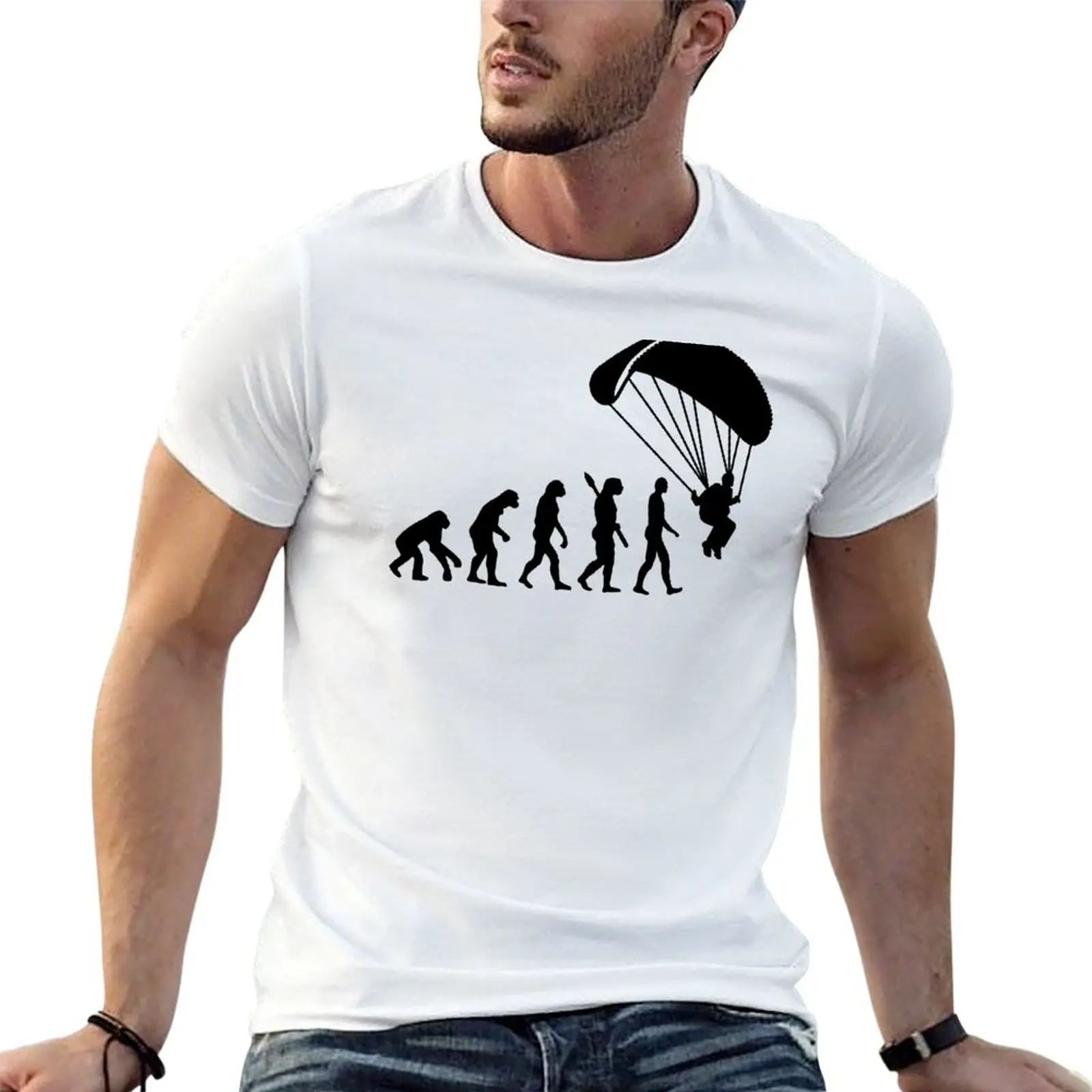 

funny graphic for anime shirts Parachute jumping t man Evolution T-Shirt Skydiving tshirt
