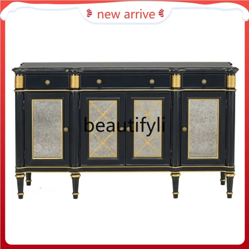 

D2520 American rural solid wood dining side cabinet, mirror entry door, porch cabinet, locker, living room decoration cabinet