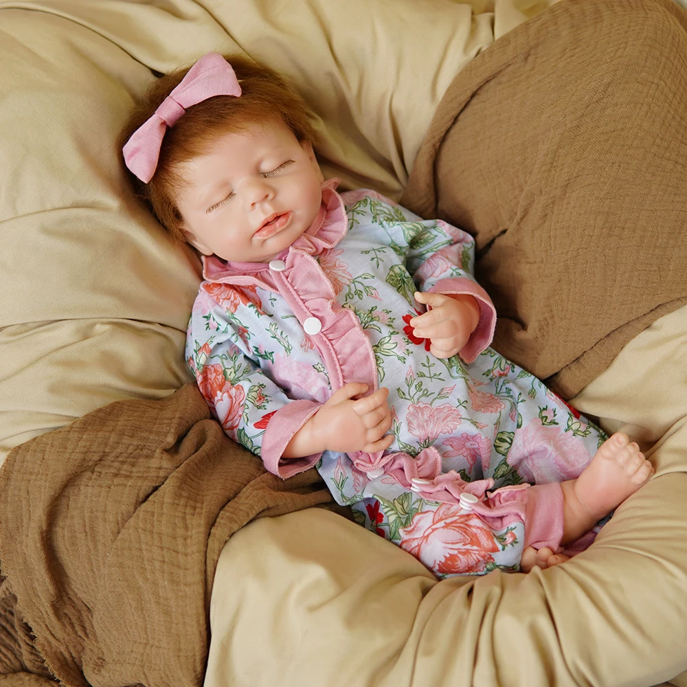 18Inch Baby Silicone Newborn Baby Dolls Realistic Full Body High Color Hair Implantation Mohair Silicone Reborn Baby Dolls
