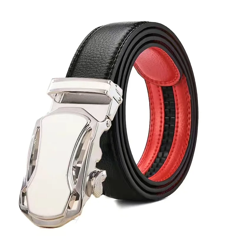 

Golf Men's Luxury Belt Fashion New Leather Automatic Buckle White Korean Pants Belt Youth Trend White Belt 110 -130cm