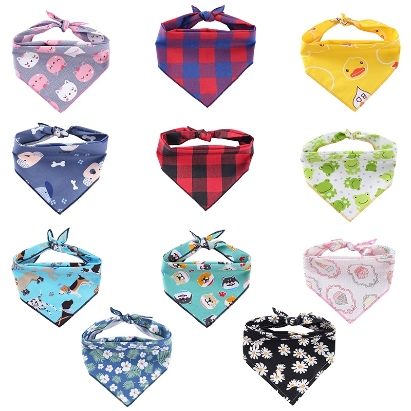 Fashion Pet Triangle Bandana Adjustable Cute Pattern Chihuahua Neckerchief Puppy Soft Cotton Scraf Dog Saliva Towel Pet Supplies