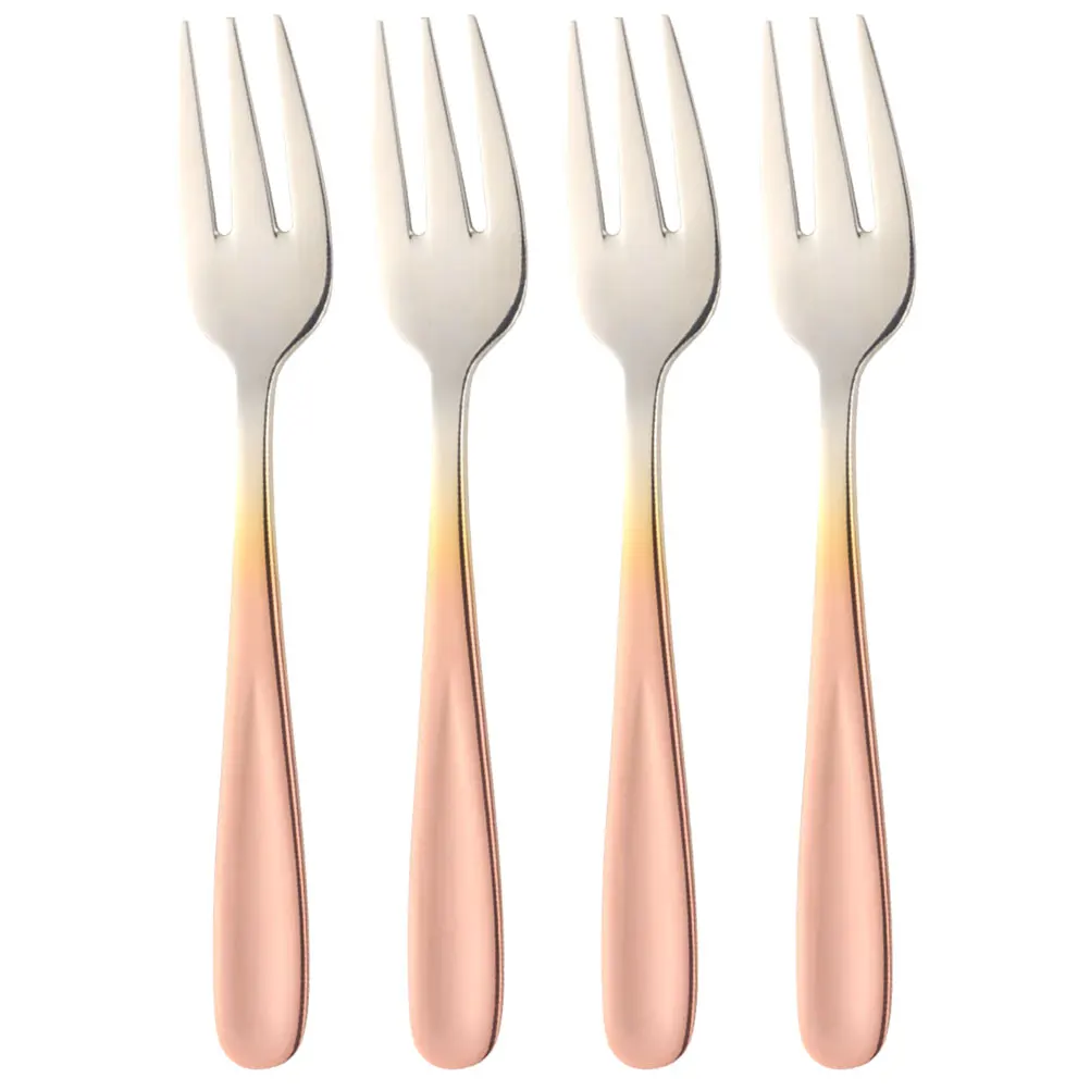 

4pcs Stainless Steel Dessert Forks Cake Fruit Party Reusable for dinner gourmet utensils smooth edges no burrs kitchen gadgets