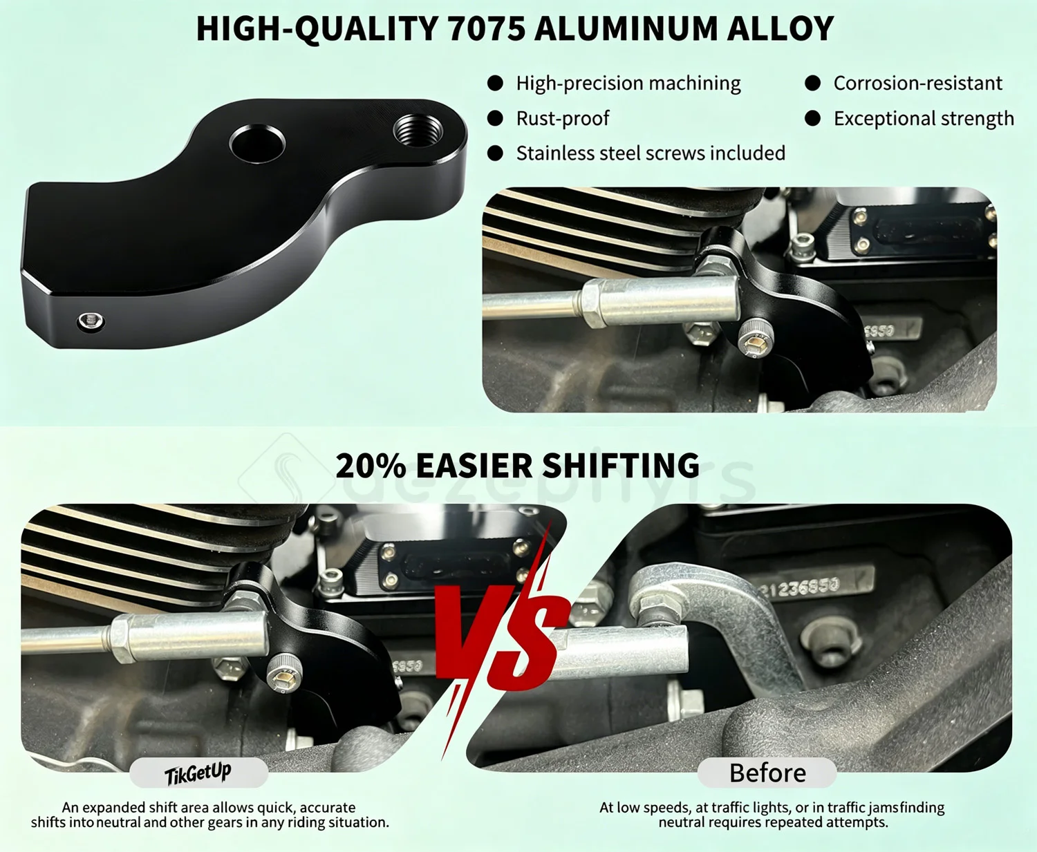 Motorrad-Schaltunterstützung aus Aluminium (EZ Shift) – Getriebe-Booster-Halterung für Harley M8 Touring, Softail, Fat Boy 114, Road King, Electra Glide, Tri Glide (2017–2025) – Detail 3