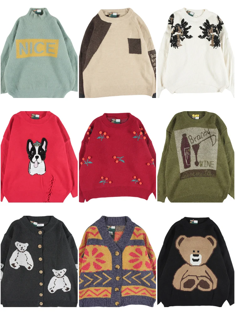 

Винтажный свободный вязаный свитер Fair Isle с узором, осенне-зимний шерстяной свитер для мужчин и женщин, японский ретро-свитер