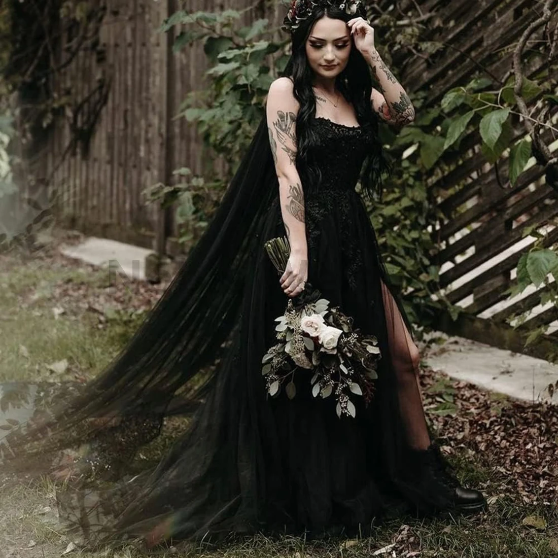 Vestidos de fiesta de encaje elegantes, tirantes finos largos, sin espalda, línea A, vestidos de noche con hendidura personalizados