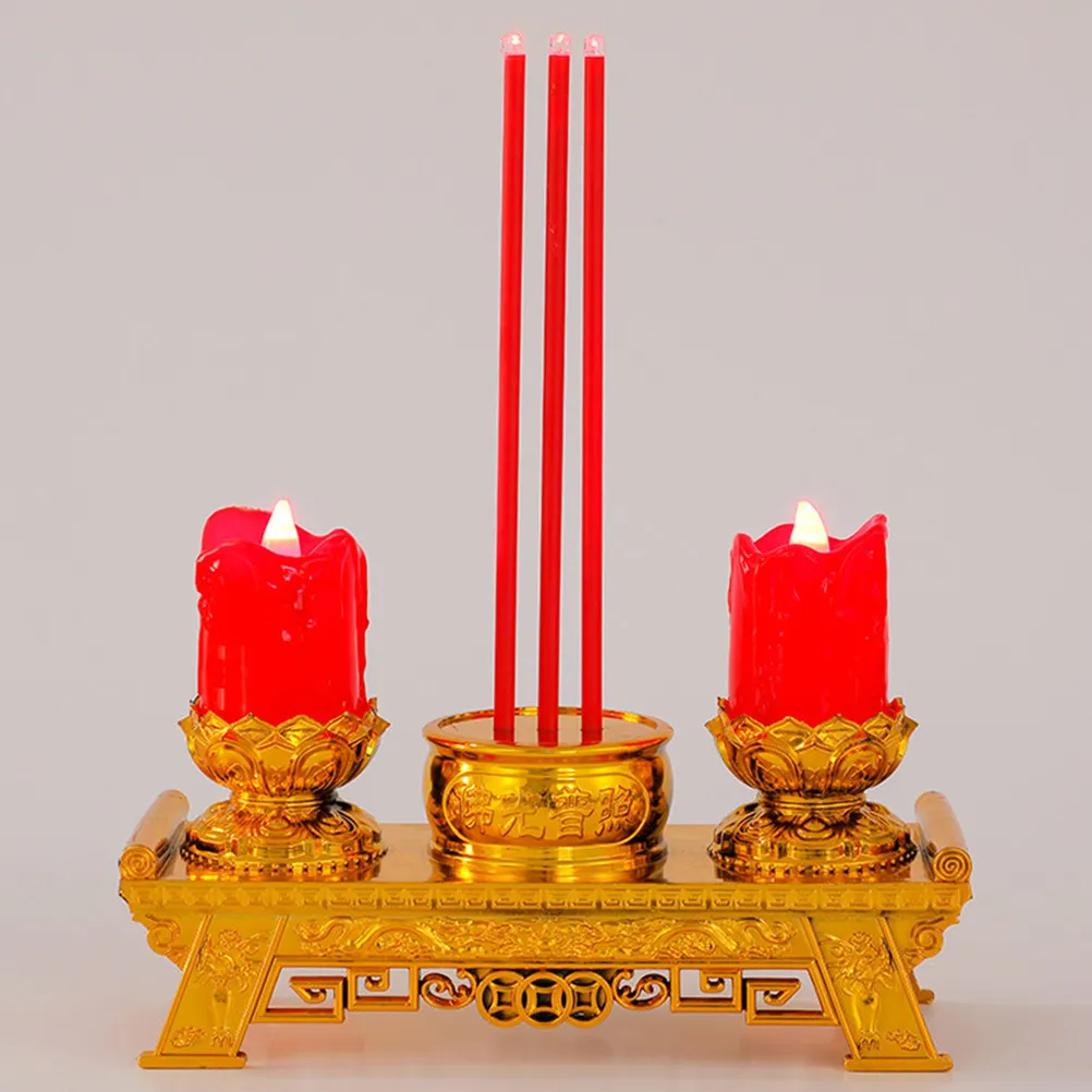 Retro Chinese Electric Lamp for Buddhist Worship Meditation Decor Tea Light Lantern Spiritual Home Party Decoration
