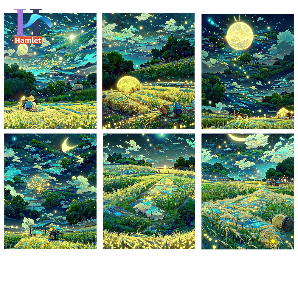 painting by numbers 40*50 cm the pastoral landscape under the moonlight by number to heal and decompress wall art decoration