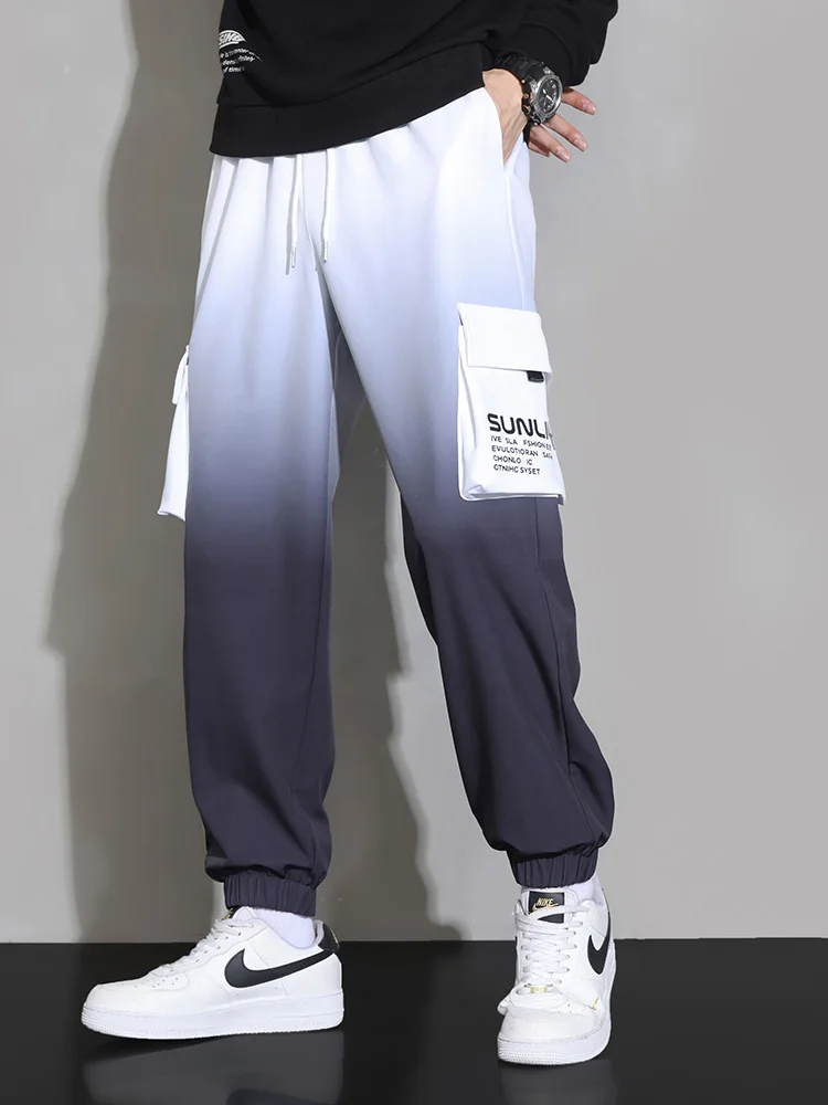 

Spor adient Color Casual Pants for Men Youthful Vitali Sle mid Waist Elastic Straight Leg Long Trousers for Junior Hi...