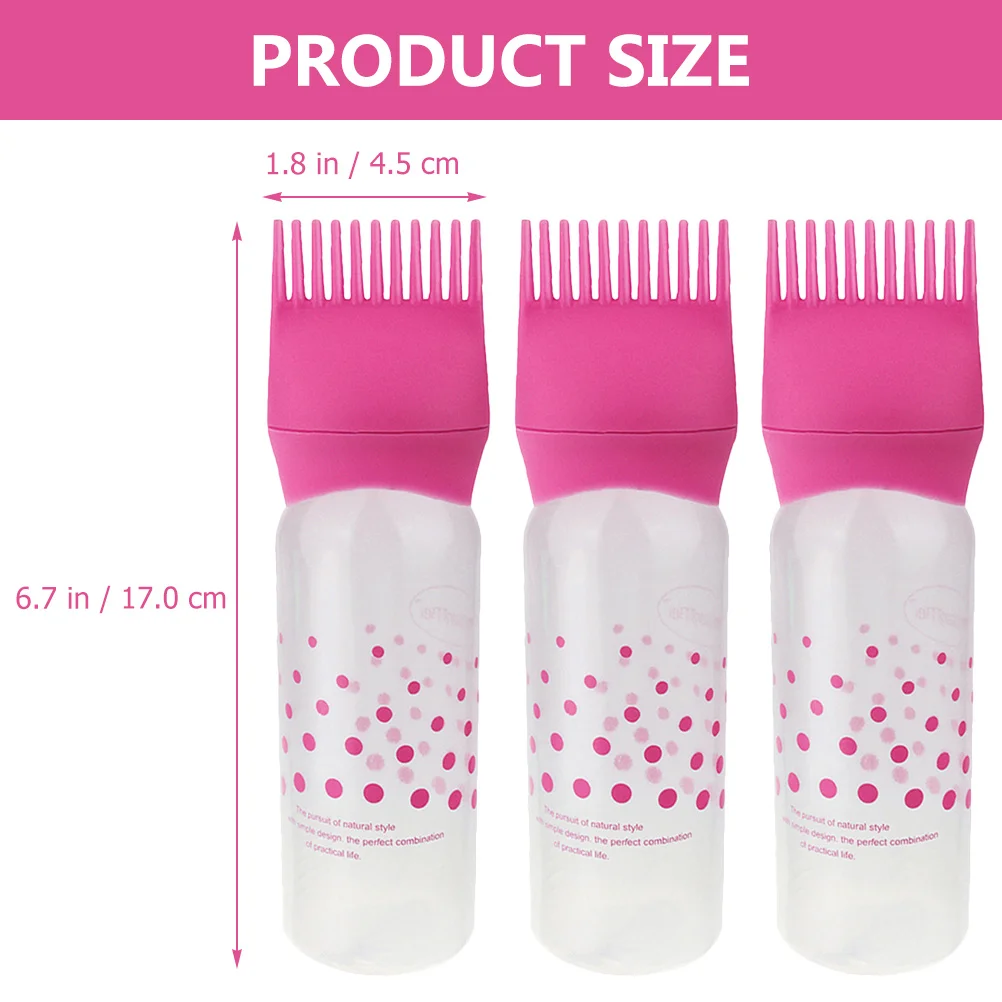 3pcs Bottle Root Comb Applicator With Scale For Hair Coloring Dyeing Oiling Easy Squeeze One Hand Use Hair Coloring - Image 2