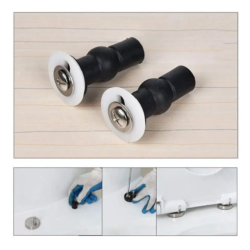 Toilet Seat Top Fix Screws Fixings 2 Pairs Universal Expanding Rubber Screw Top Nuts Blind Hole Hinges Fittings 4Pcs