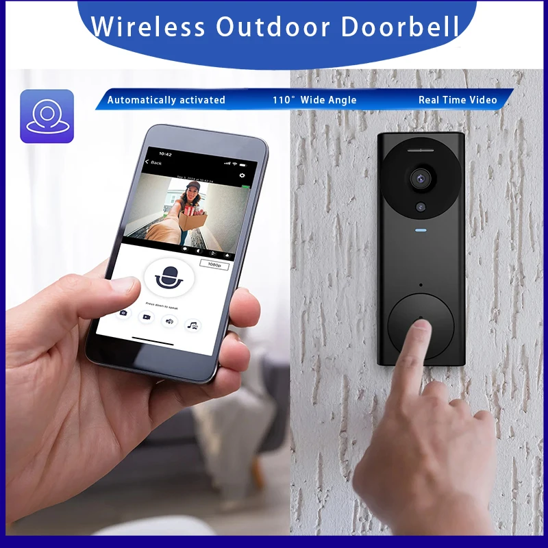 

Wireless Outdoor Doorbell Camera WiFi Digital Peephole 1080P HD AI Motion Detection Night Vision Two-Way Talk IP65 Waterproof