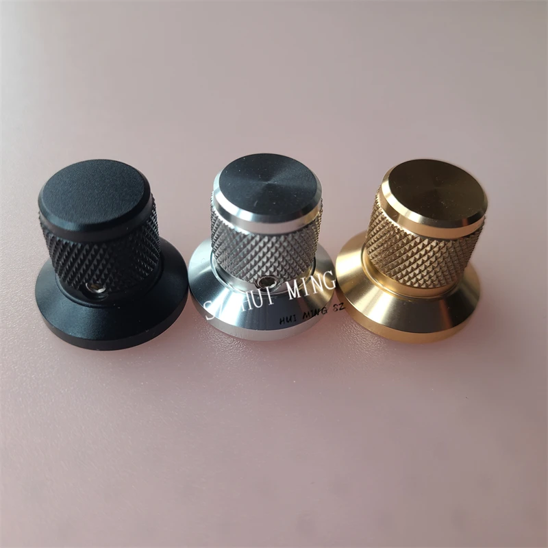 2Pcs 알루미늄 합금 손잡이 검정색 널링 전위차계 손잡이 캡 25*22mm 없음 마크 스위치 인코더 증폭기 용 볼륨 조절