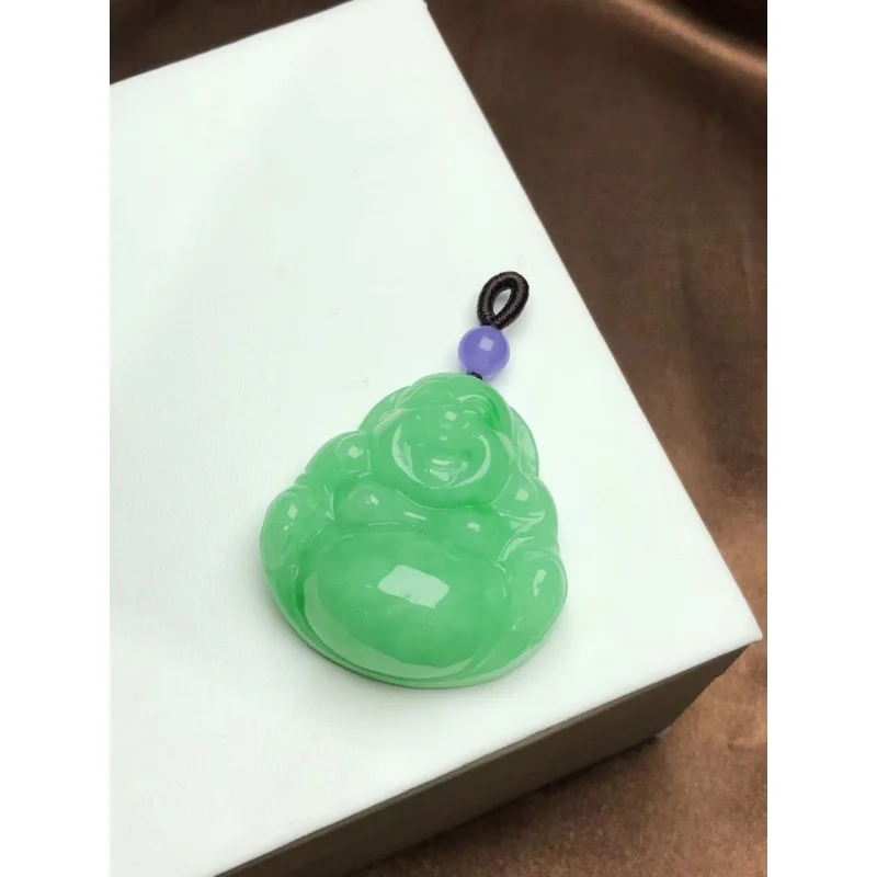 Factory Wholesale Juanzi Jewelry Jade (Jade Processing AB Goods Full of Green Smiling Buddha Big Belly Buddha) Pendant