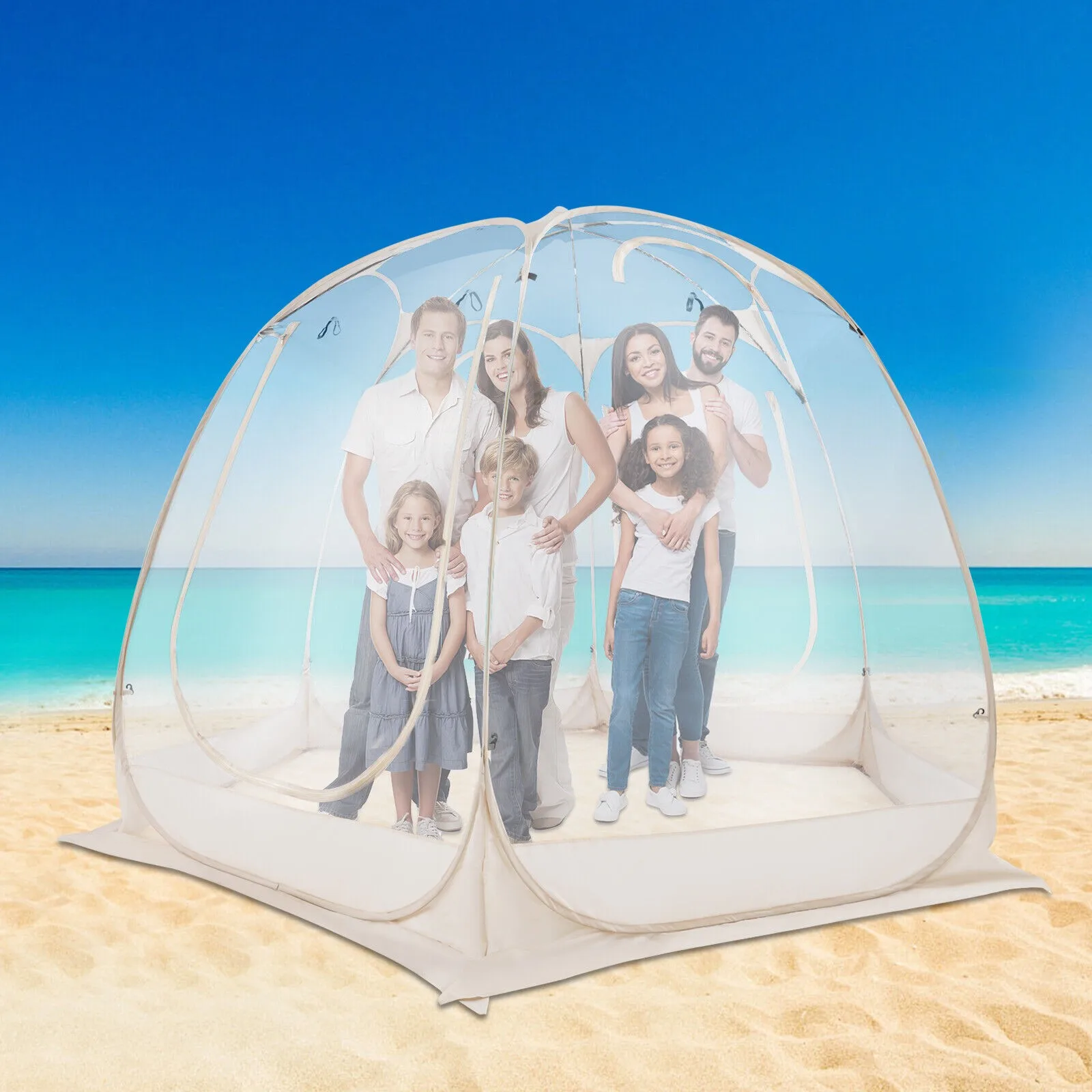 

Instant Pop Up Sports Tent 5-6 Person Weatherproof Clear Bubble Shelter Outdoor Camping Hiking Waterproof UV Protection 3x2
