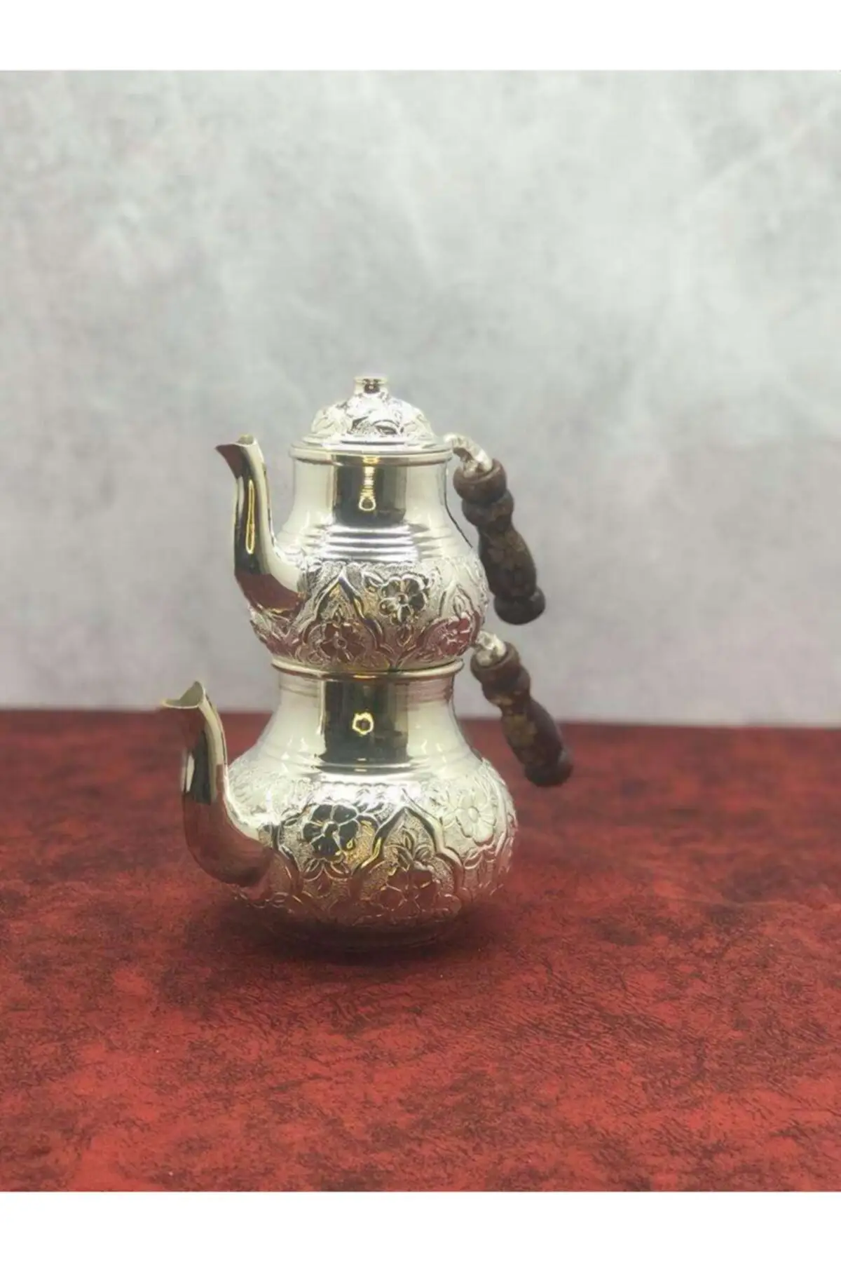 

DOLBOVI copper silver plated ottoman inlay teapot Cooper Tea Pots Handmade