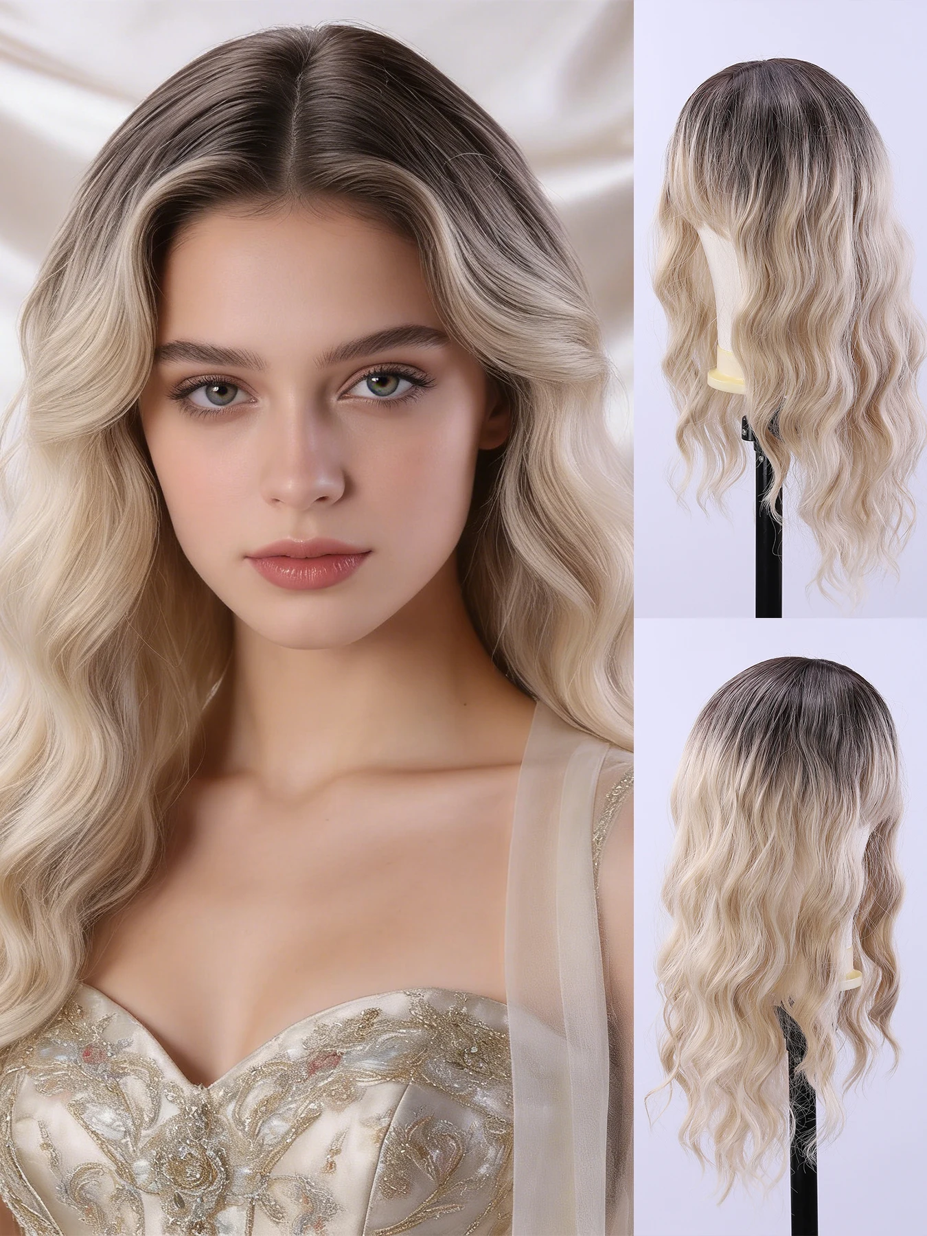 

1 elegant and fashionable women's synthetic fiber wig, fashionable hairstyle, rose mesh hat design