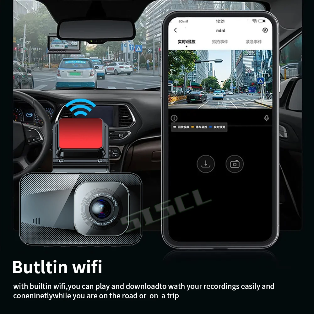 3-Inch Dashcam Wifi Driving Recorder HD 1080p Night Vision Front And Rear View 2way Reversing Image Car Charge Video DVR - Image 6