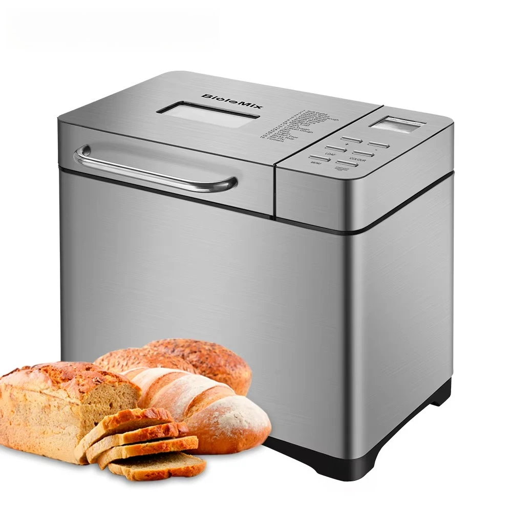 

Biolomix Stainless Steel 1KG 17-in-1 Automatic Bread Maker 650W Programmable Bread Machine With 3 Loaf Sizes Fruit Nut Dispenser