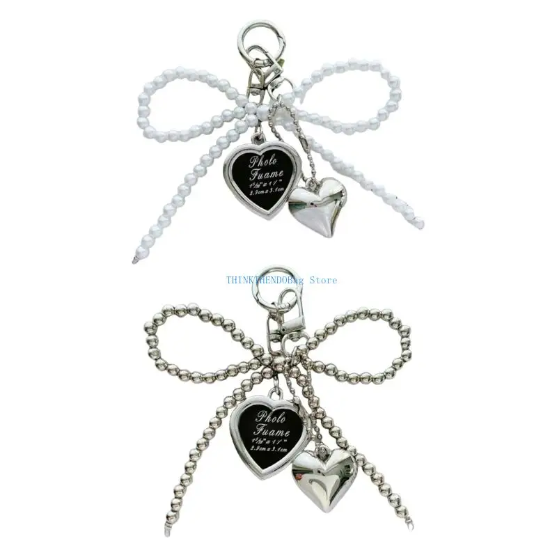 

63HC Bows Keyring Creative Car Chain Heart Keychain Korean Styles Bag Charm Lovely Keychain Hanging Ornament for Backpack