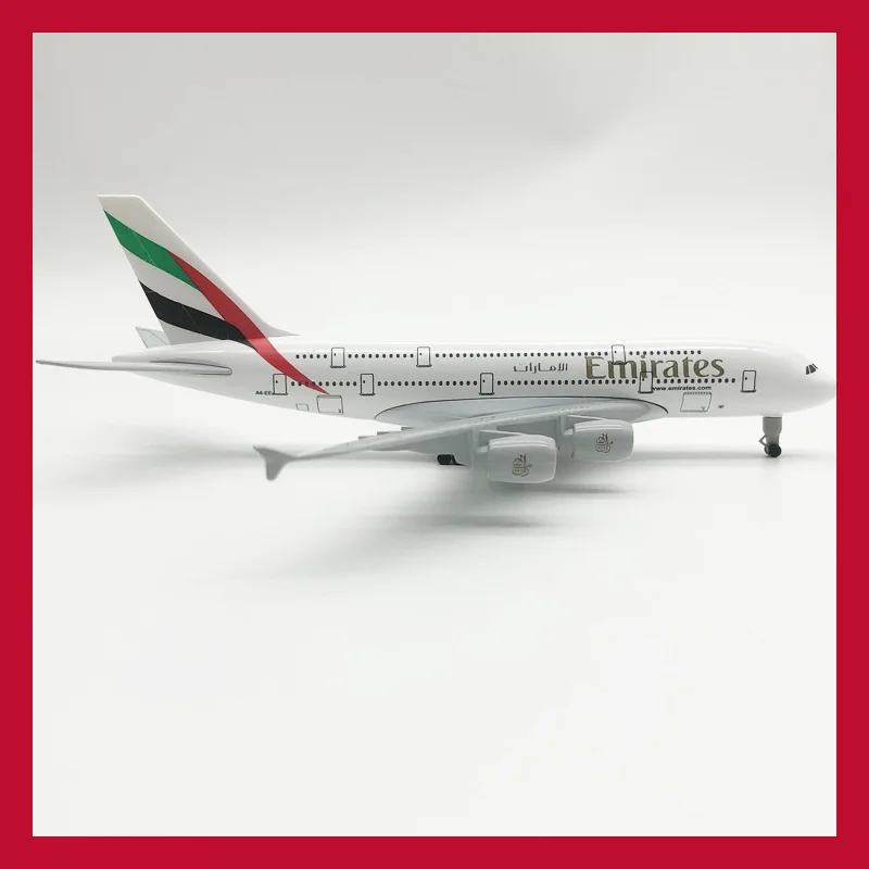 โมเดลเครื่องบิน UAE A380 ขนาด 20 ซม. ทำจากโลหะผสมแข็ง โมเดลเครื่องบินแบบตั้งโชว์พร้อมล้อลงจอด ของตกแต่งบนโต๊ะทำงาน เป็นสินค้าที่ดี