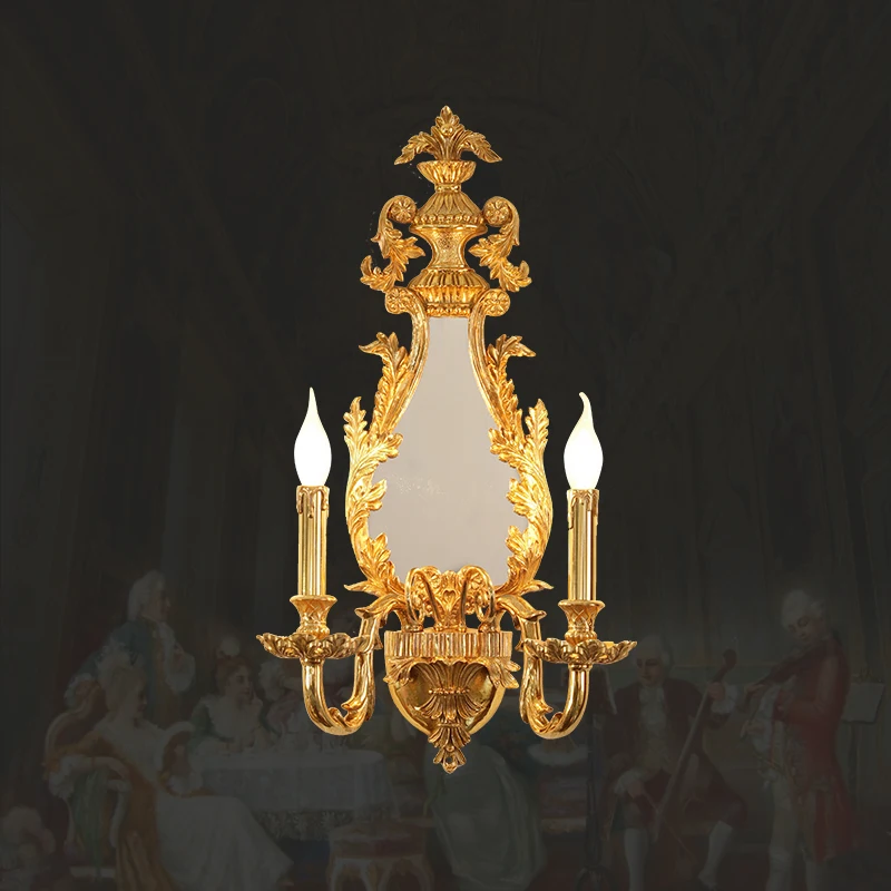 European Style Bedroom Mirror Decorative Wall Lights French Style Living Room Unique Brass Wall Lamp