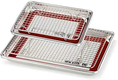 

1028768 Commercial-Grade Bun Pan/Baking Sheet, Baking Mat, Cooling Rack Combo, 1/8 and 1/4 Sizes Each