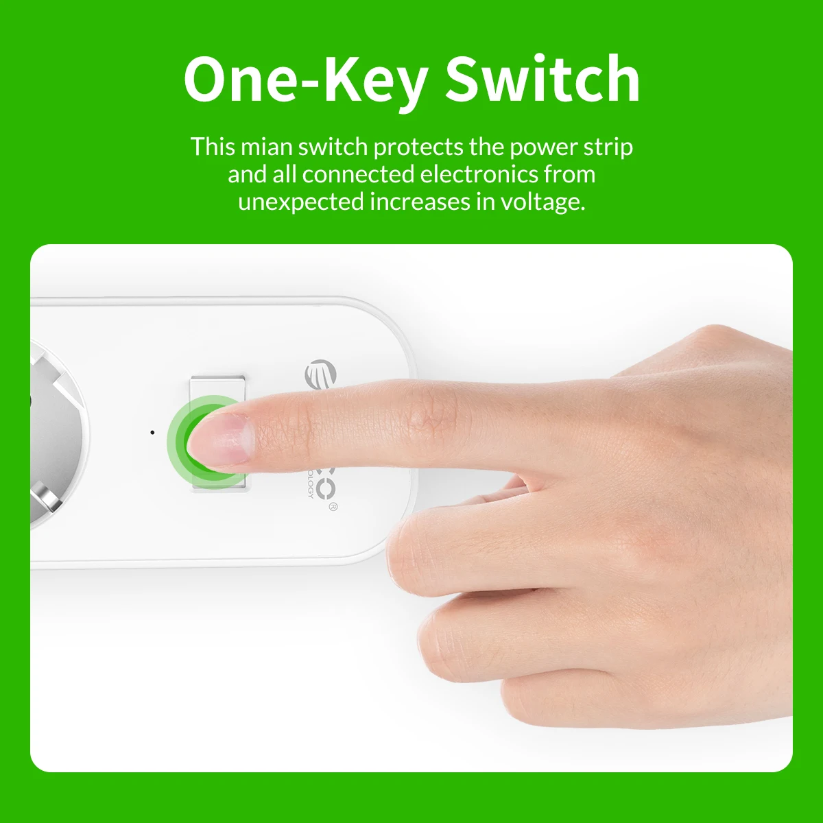ORICO EU Plug Surge Protector 5 AC Outlet Power Strip with 2 USB Charging Ports Extension Cord Wall Mount Desk for Home Office