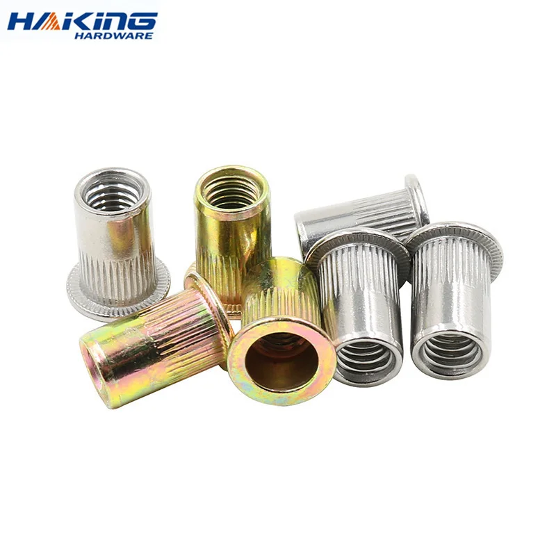 2-30pcs flat head rivet nut stainless steel m3 m4 m5 m6 m8 m10 m12 rivnut zinc plated cap rivet threaded nut