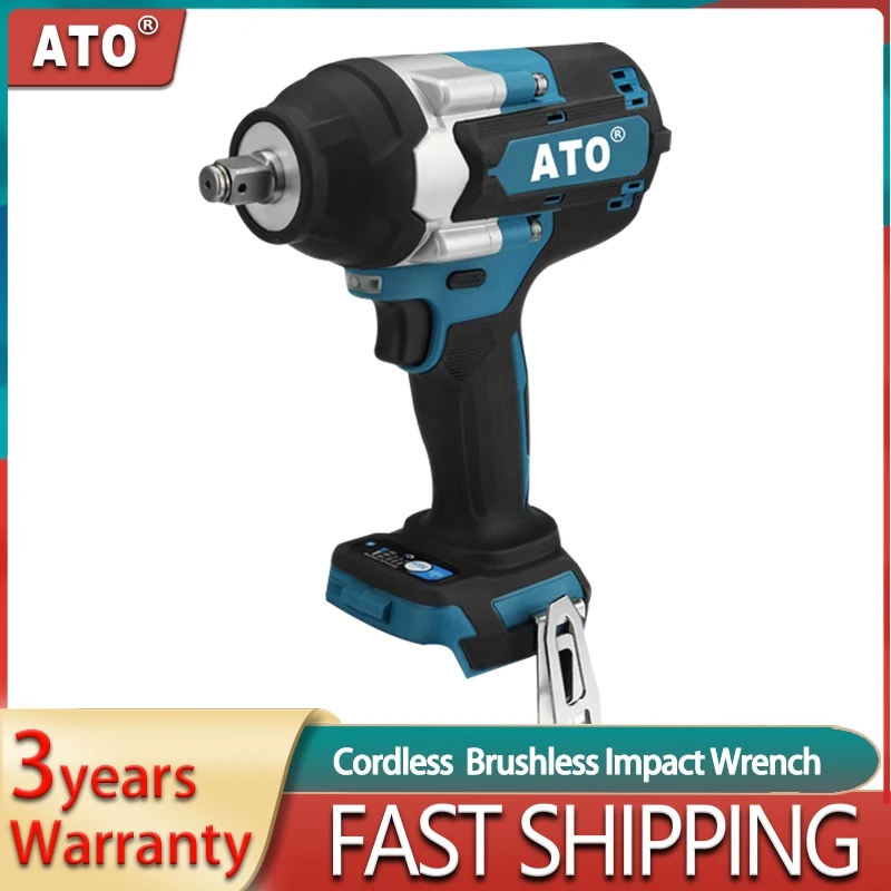 

ATO Brushless Electric Wrench High-Torque For Car Tires 1/2 Inch High Torque Impact Wrench 600N.M. For Makita 18V Battery