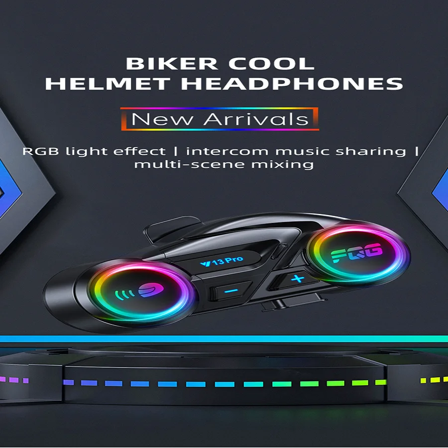 

Y13pro Motorcycle Helmet Headset, Helmet Intercom, Bluetooth 5.3 Interconnectivity, Built-in 500mAh Battery,
