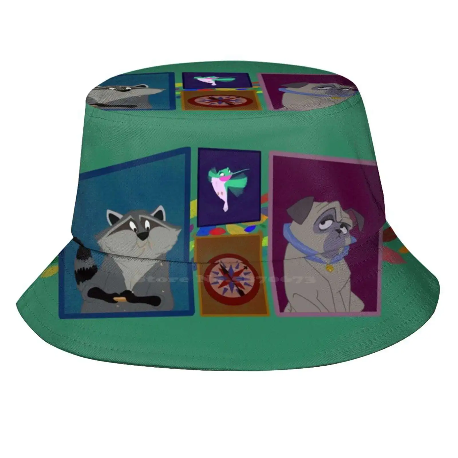 Colours Of The Wind And Friends Sun Cap Fisherman Hat Bucket Hats Pocahontas Meeko Flit Percy Colours Of The Wind Compass